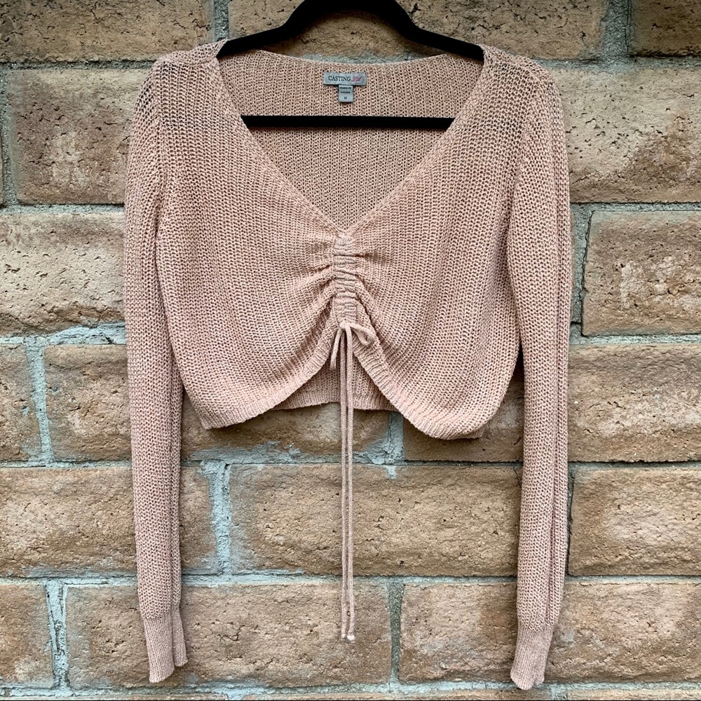 Cinch front crop sweater
